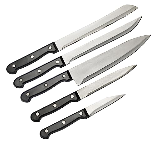 Küchenmesser-Set aus Edelstahl 14-teilig Messerblock Steakmesser 21cm- 32,5cm Schwarz Kochmesser, mit Wetzstab