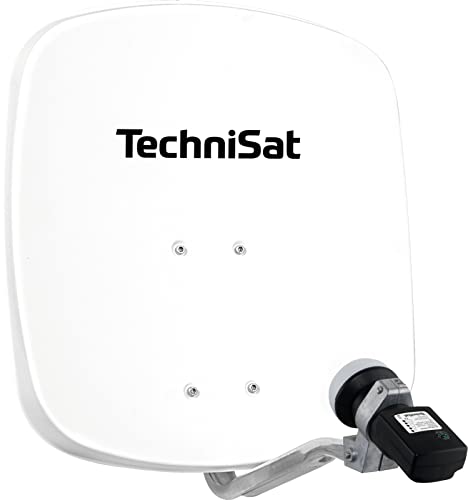 TechniSat DIGIDISH 45 – Satelliten-Schüssel für 1 Teilnehmer (45 cm kleine Sat Anlage - Komplettset mit Wandhalterung und Satfinder V/H-LNB) weiß