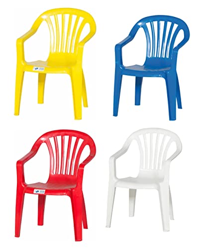 hLine Kinder Gartenstuhl Stapelsessel Sessel Stuhl für Kinder in/Out (4 Stück bunt), 868446