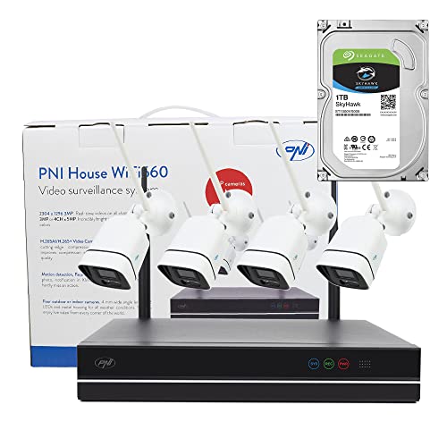 PNI House WiFi660 NVR-Videoüberwachungskit und 4 drahtlose Kameras, 3 MP mit 1 TB HDD enthalten
