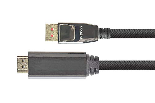 5.00m Displayport Anschlusskabel Displayport Stecker auf HDMI-Stecker Schwarz 4K / 60 Hz / dreifach geschirmt / vergoldet
