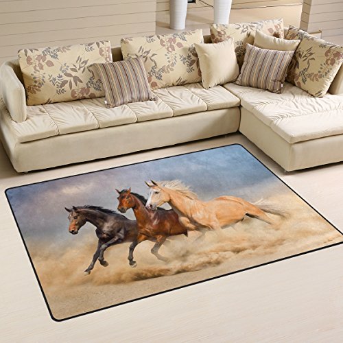 Use7 Rutschfeste Fußmatte mit Pferdemotiv, für Kinderzimmer, Wohnzimmer und Schlafzimmer, Textil, Mehrfarbig, 100 x 150 cm(3' x 5' ft)