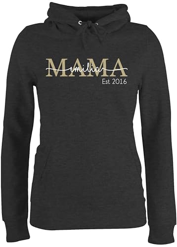 Pullover Damen Hoodie Frauen personalisiert mit Namen - Mama Geschenk personalisiert - Mutti Mama Mom Geschenk zum Muttertag - XL - Anthrazit meliert - personalisierte Geschenke - JH001F