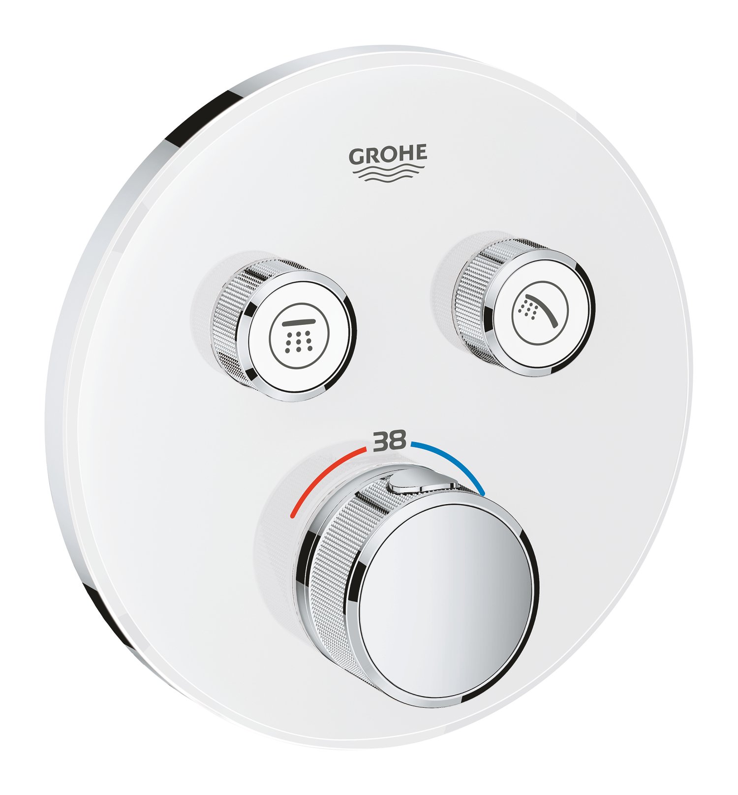 GROHE Grohtherm SmartControl | Brause- & Duschsystem - Thermostat mit 2 Absperrventilen | moon white | 29151LS0, rund