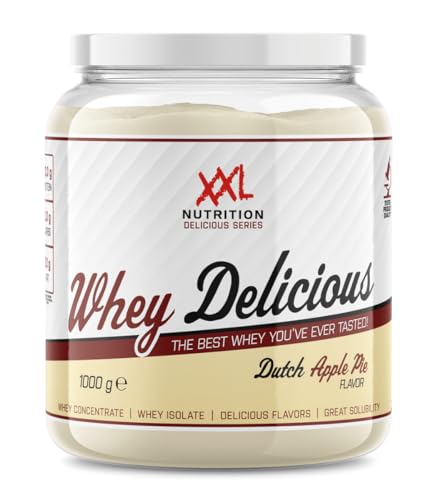 XXL Nutrition - Whey Delicious Protein Pulver - Leckerste Shake - Eiweiss Pulver, Whey Protein Isolat & Konzentrat - Hohe Qualität - 78,5% Proteingehalt - Apfelkuchen - 1000 Gramm