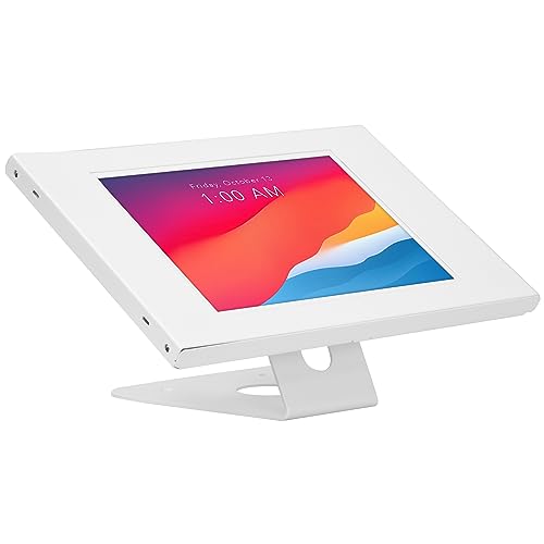 Mount-It! Diebstahlsicherung, Tablet-Kiosk, abschließbares Tablet-Gehäuse mit Arbeitsplatte und Wandhalterung, Universal-Gehäuse für iPads Gen 7, 8, 9 und 10, iPad Pro, iPad Air, Weiß