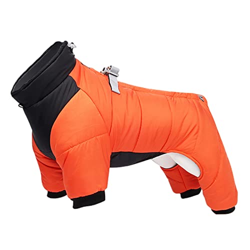 TOBILE Hundekleidung für den Winter, warm, verdickt, Hundejacke, wasserdicht, für kleine und mittelgroße Hunde, Welpen, Kleiderhaken, Schlaufe, Orange, S