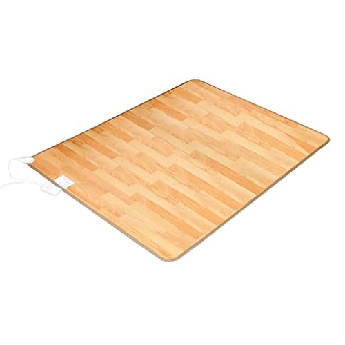 OLOTU Beheizbare Fußmatten mit Holzstreifen, beheizbarer Karbonkristall-Teppich mit Timer und Einstellbarer Temperatur, beheizbarer Wohnzimmerteppich