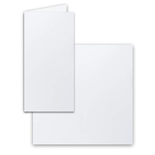 500x Falt-Karten DIN Lang - Kristallweiß (Weiß) - 10,5 x 21 cm - Blanko Doppelkarten - Klappkarten für Einladungen und Grußkarten zu Weihnachten und Geburtstag