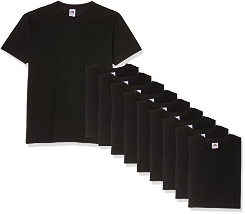 Fruit of the Loom Herren Super Premium Short Sleeve T-Shirt, Schwarz (Black 36), M (10er Pack)
