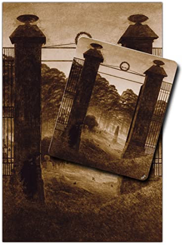 1art1 Caspar David Friedrich, Friedhofseingang, 1825, Sepia 1 Kunstdruck Bild (120x80 cm) + 1 Mauspad (23x19 cm) Geschenkset