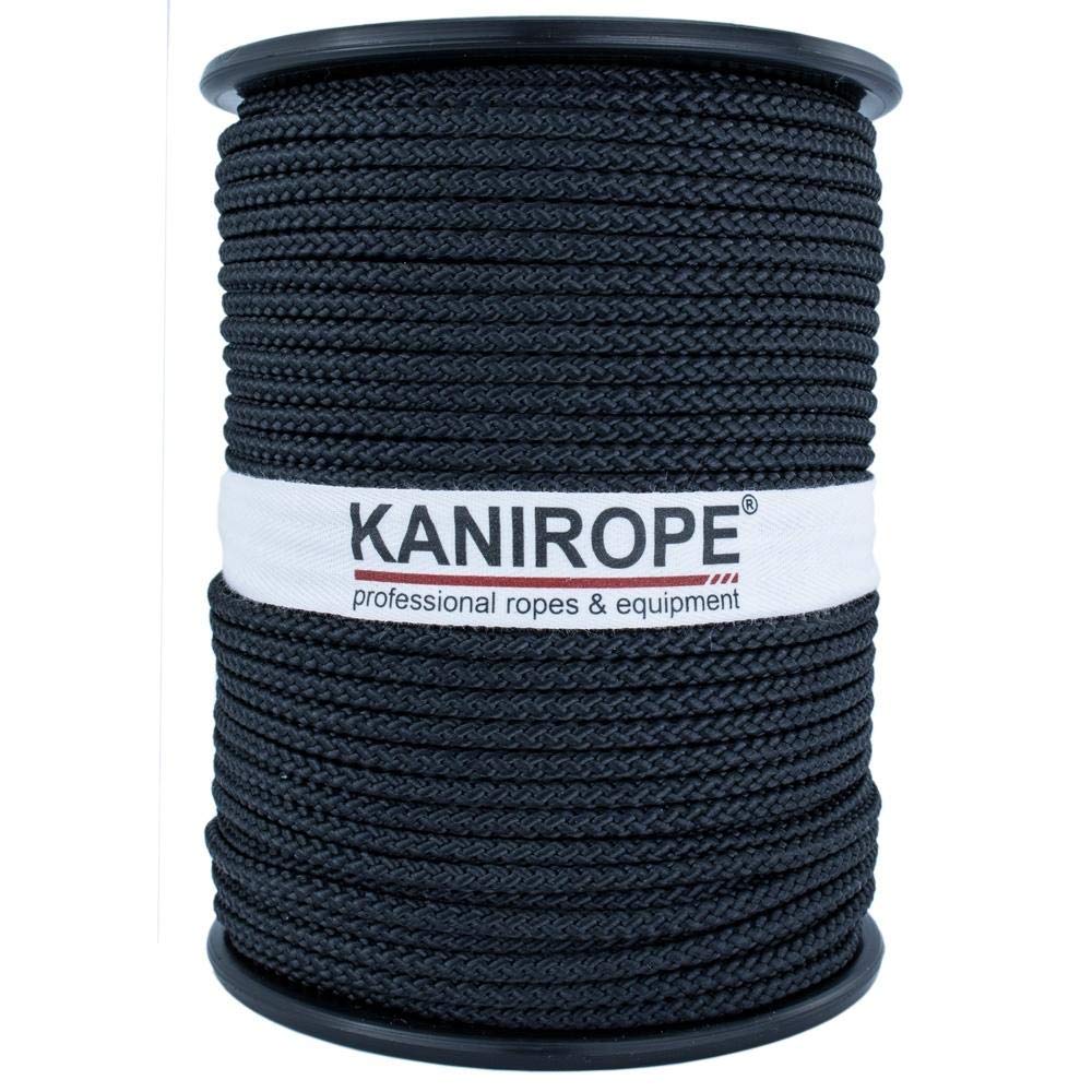 Kanirope® Polyesterseil Seil Polyester POLYBRAID 3mm 500m Schwarz 8-fach geflochten