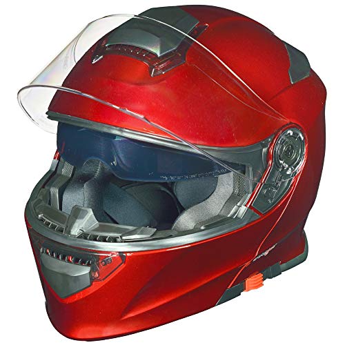 RS-983 Bluetooth Klapphelm Motorradhelm Conzept Motorrad Modular Helm rueger, Farbe:Rot, Größe:S (55-56)
