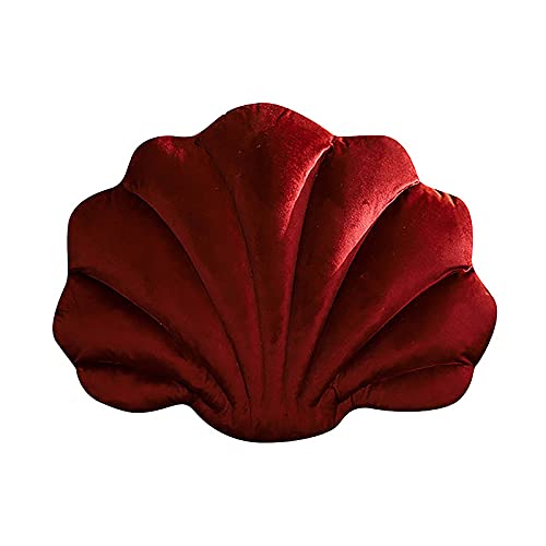 NZXVSE Stoff-Muschelkissen, 28 x 38 cm, Muschelform, Plüschkissen, Meer, Ozean, Muschel, für dekoratives Kissen, Bett, Couch, Sofa (rot)
