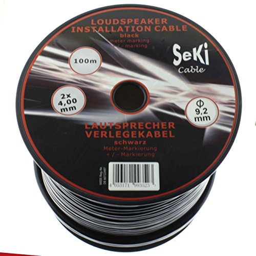 Lautsprecherkabel RUND 2x4,0mm² - schwarz - 100m Spule - CCA -PA Installationskabel - Audiokabel - Boxenkabel