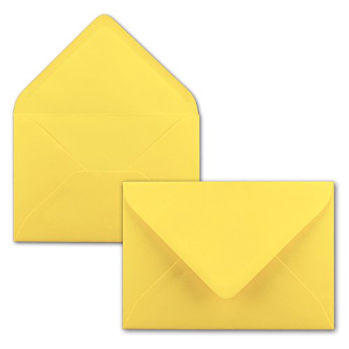 200 Brief-Umschläge - Zitronen-Gelb - DIN C6-114 x 162 mm - Kuverts mit Nassklebung ohne Fenster für Gruß-Karten & Einladungen - Serie FarbenFroh®