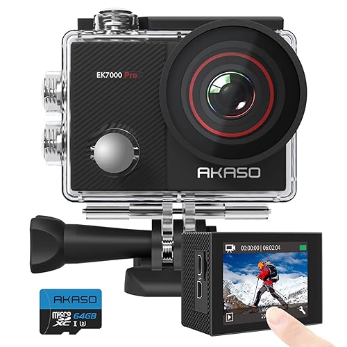 AKASO EK7000 Pro 4K Action-Kamera mit 64GB microSDXC Speicherkarte