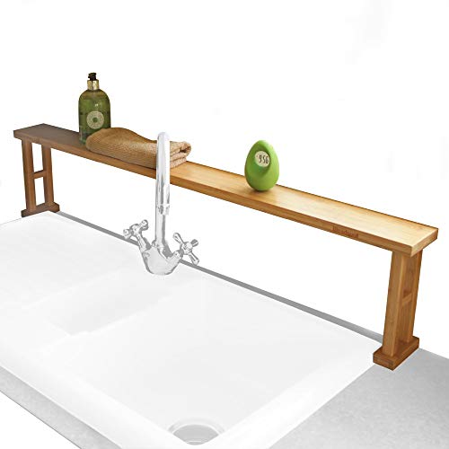 Woodquail Küchenregal über Waschbecken, Spülbeckenregal, Badezimmer-Aufbewahrungseinheit Display, aus Natürlichem Bambus