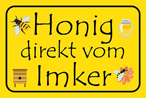 Ontrada Blechschild 30x40cm gewölbt Hinweis Honig direkt vom Imker Deko Geschenk Schild