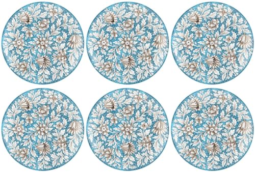 Casa Padrino Luxus Keramik Teller 6er Set Hellblau/Mehrfarbig Ø 40 cm - Handgefertigte & handbemalte Essteller mit Blumendesign - Hotel & Restaurant Accessoires - Luxus Qualität - Made in Italy