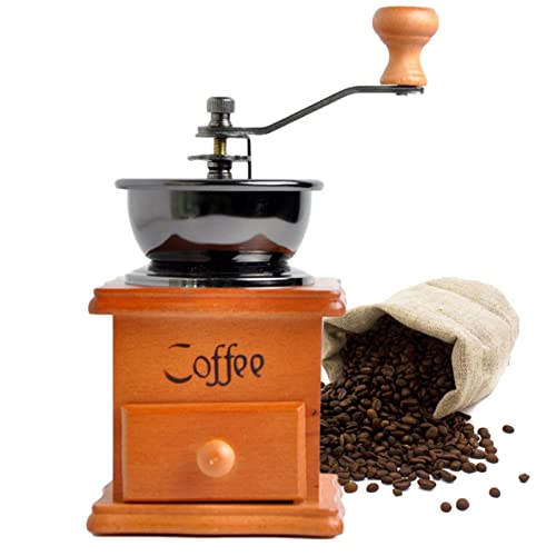 Kaffeebohnenmühle aus Holz, Kaffeemühle aus Holz im Vintage-Stil, Handkurbel-Kaffeemühlen Manuelle manuelle Kaffeemühle mit Graten, Handkaffeemühle, Bürste Delr