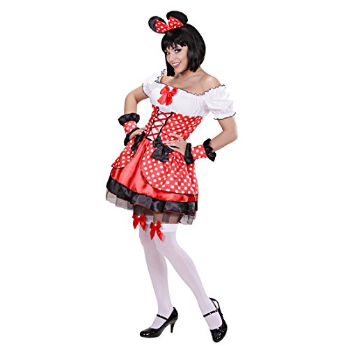Amakando Mauskostüm Damen Mäuschen Pünktchen Kleid L 42/44 Maus Damenkostüm Minnie Mouse Kostüm Faschingskostüme Frauen Märchen Tierkostüm Verkleidung Disney Mäusekostüm