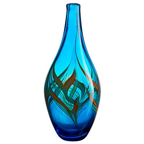 CRISTALICA Blumenvase Glas Vase Sierra Blau Grün Orange 40 cm Tischvase Tischdeko Hochzeitdeko Raumdekoration