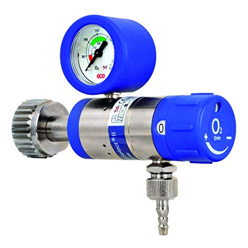 Sauerstoff Druckminderer (O2 Med.) MediSelect 25"GCE" langer Anschlussbolzen, 0-25 l/min regelbar
