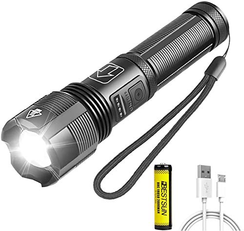 Superhelle XHP50 LED Taschenlampe 7000 Lumen XHP50 USB Wiederaufladbare Taschenlampen 5 Beleuchtungsmodi Wasserdichte zoombare Taschenlampe zum Wandern Camping Angeln