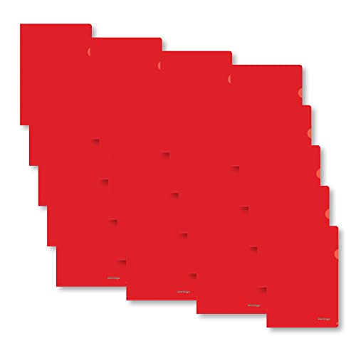 Berlingo Aktenhülle, 20 Stück, A4 Format, 50 Blatt, 180 Mikron, hochwertiges PP-Kunstoff, für das Büro, das Home Office oder die Schule und Uni (Rot)