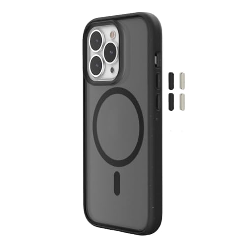 Woodcessories - Magnetisches Bio Clear Case transparent kompatibel mit iPhone 15 Pro Max Hülle durchsichtig mit Magnet, matt schwarz, Nachhaltig