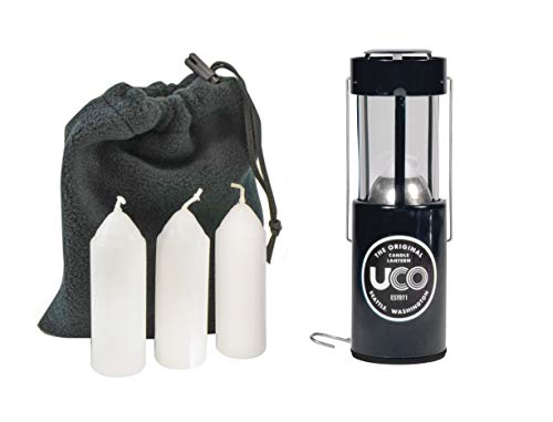 UCO Original Candle Laterne Vorteilspack mit 4 Kerzen und Aufbewahrungstasche, Aluminium