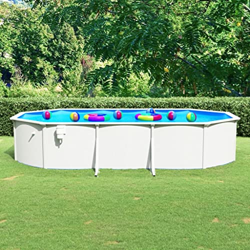 Pool & Spa Schwimmbecken mit Stahlwand Oval 610x360x120cm Weiß-Home & Garden