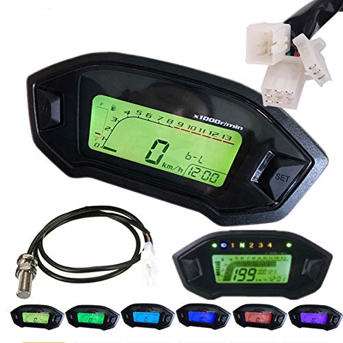 Jinxuny Universal LCD Digitaler Tachometer GPS Tachometer Kilometerzähler Messgerät Geschwindigkeitsmesser mit 7 Farben Hintergrundbeleuchtung