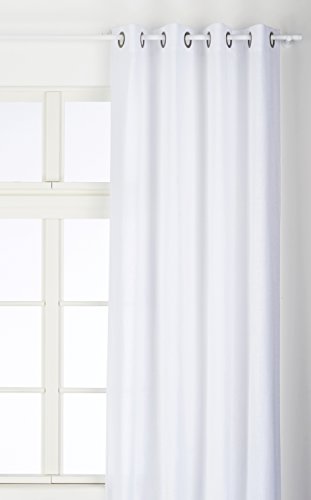 Linder 0517/10/375FR Vorhang, Segeltuch, Leinen-Optik, Weiß mit Ösen, 135 x 260 cm