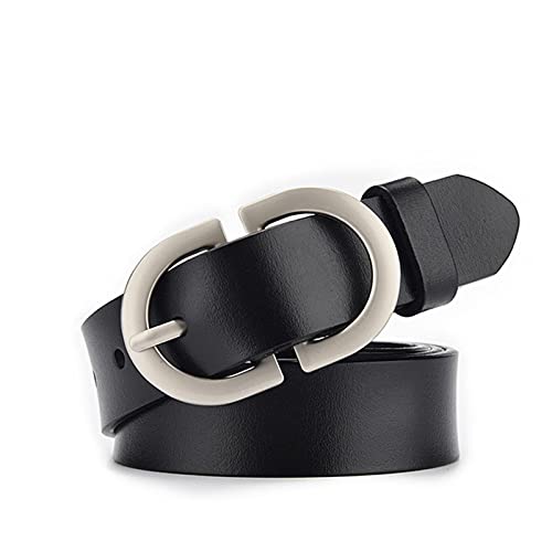 UKKO Taillen gürtel Damen Luxusgürtel Für Frauen Pin Buckle Metall Verstellbare Taille Dame Gürtel-Black,95Cm