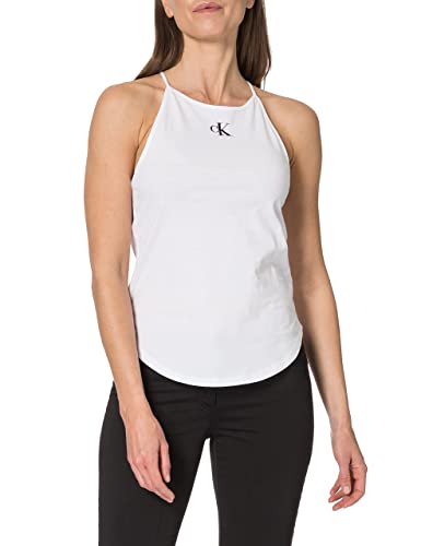 Calvin Klein Jeans Damen Micro Ck on Camisole Top Spreizkragen, Bright White, XS