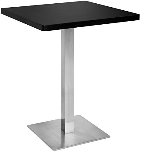 SixBros. Bartisch Bistrotisch Tisch Schwarz Eckig Edelstahlfuß 60x60x75 - M-BT60/1854