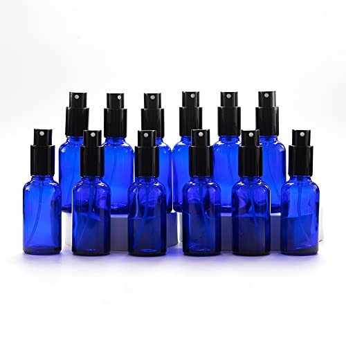 Yizhao Blau Leer Sprühflasche Glas 30ml mit [zerstäuber], Sprühflasche Klein für Ätherisches Öl,Aromatherapie-Gemische,Parfüm,Massage,Chemische Flüssigkeit,Apotheker– 12Pcs