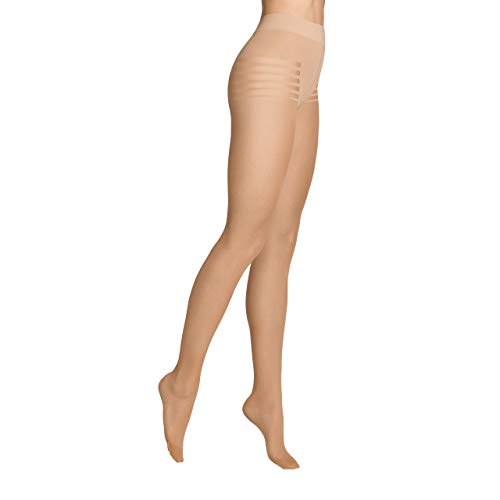 ITEM m6 - INVISIBLE Stripes Panty TIGHTS Damen | powder | L | L2 | Unsichtbare Strumpfhose mit Streifenmuster im 15 DEN Look