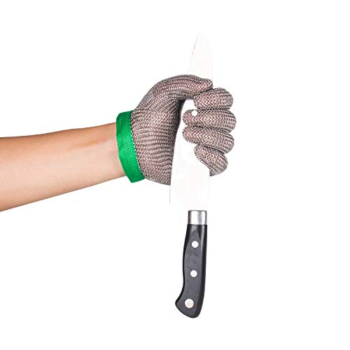 ThreeH Schnittschutzhandschuhe 304L Edelstahlgewebe Küchenmetzger arbeitet schneiden Schutzhandschuhe GL08 XS (1 Stück)