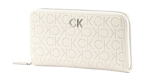 Calvin Klein Damen Geldbörse Portemonnaies Re-Lock Slim Zip Wallet Weiß