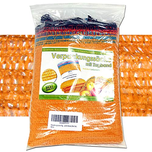 MGS SHOP Verpackungssäcke 10kg 38 x 60cm Raschelsäcke Kartoffelsäcke mit Zugband 40 Stück