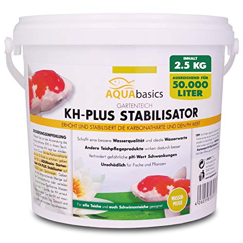 AQUAbasics Gartenteich KH-Plus Stabilisator sichert stabile und lebensnotwendige Wasserwerte im Teich - Stabile Karbonathärte sichert auch den pH-Wert, Größe:2.5 kg