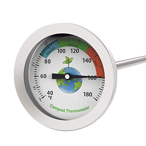ORETG45 Kompostthermometer, Bodenmesswerkzeug, 304 Edelstahl, misst die Temperatur des Kompostbodens