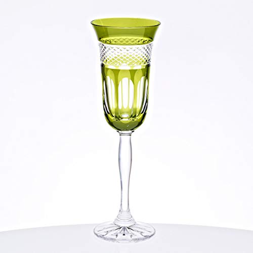 CRISTALICA Champagnerkelch Sektglas 150ml grün Retro Kelch Kristallglas geschliffen bunt
