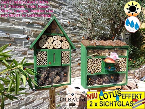 XXL-Insektenhotel +3,5M-Oberfäche 80 cm, 2 x Bienenhotels, mit Lotus, viereckig/Quadrat + Hausform,