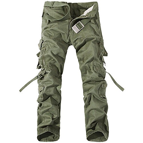 HALAWAKA Fashion Herren Outdoor Hose Sweatpants Military Army Cargo Camo Combat Multi Pocket Pants Gr. W28, grasgrün