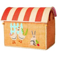 Rice Spielzeugkorb Orange Bauernhof Gänse Hase Spielzeugkiste für Kinder 46x30cm