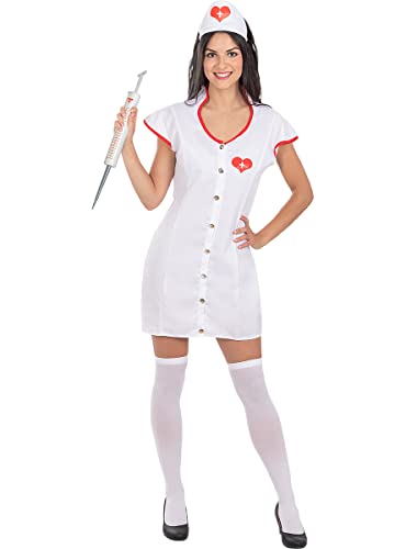 Funidelia | Sexy Krankenschwester Kostüm für Damen ▶ Ärzte, Doktor, Berufe - Kostüm für Erwachsene & Verkleidung für Partys, Karneval & Halloween - Größe M - L - Weiß
